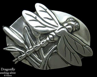 Dragonfly Belt Buckle in Sterling Silver or Yellow Brass