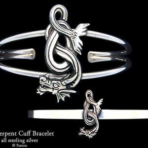 Sea Serpent Bracelet Sterling Silver Sea Serpent Water Dragon Cuff Bracelet Handmade