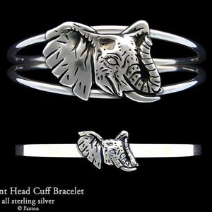 Elephant Head Bracelet Sterling Silver Elephant Cuff Bracelet Handmade