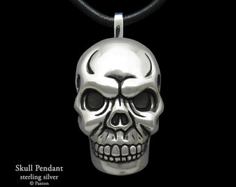 Skull Necklace, Skull Pendant in Solid Sterling Silver, Gothic Dark Men's Pendant, Bone Head Necklace