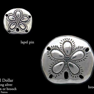 Sand Dollar Lapel Pin or Sand Dollar Brooch Sterling Silver