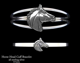 Horse Bracelet Sterling Silver Horse Head Cuff Bracelet Handmade