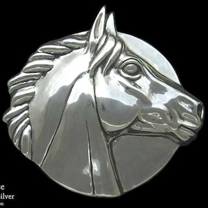 Horse Head Belt Buckle Sterling Silver or Yellow Brass
