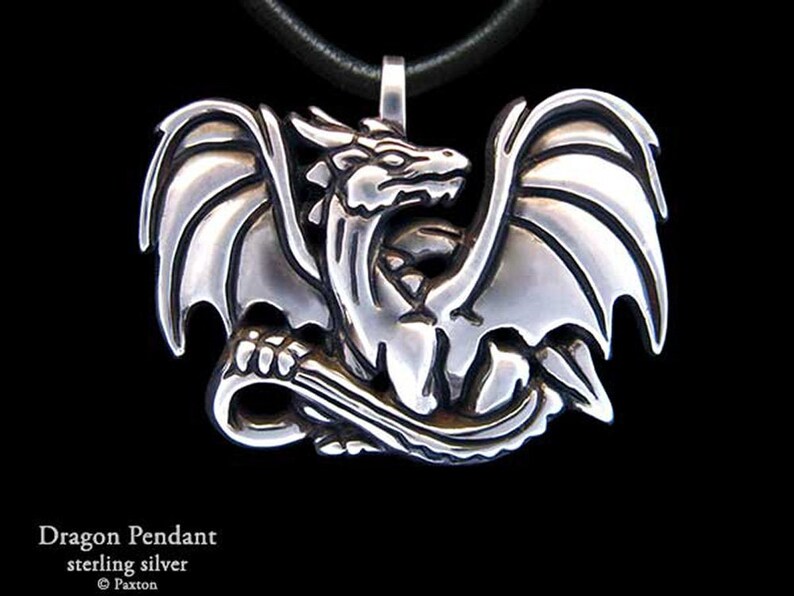 Dragon Pendant Necklace Sterling Silver image 1