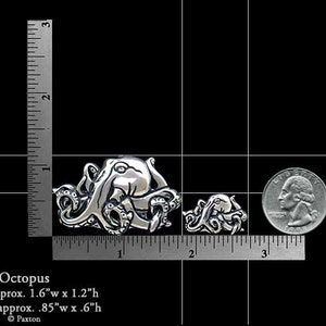 Octopus Lapel Pin or Octopus Brooch Sterling Silver image 5