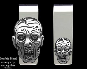 Zombie Walker Head Money Clip Sterling Silver