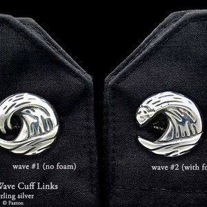 Ocean Wave Cuff Links Sterling Silver