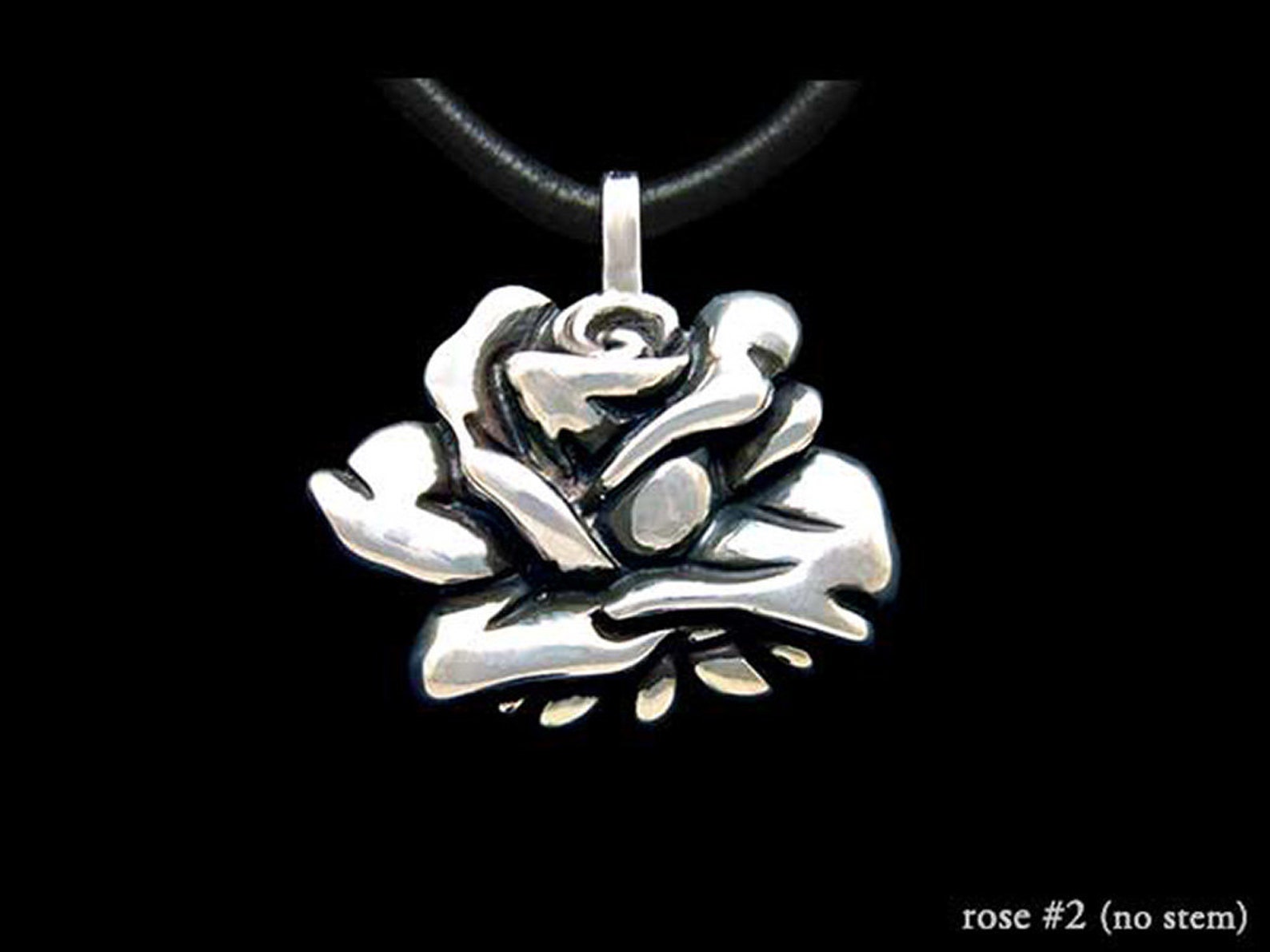 Rose Flower Pendant Necklace Sterling Silver Etsy