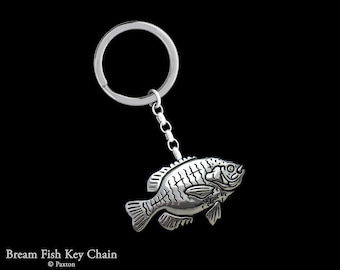 Bream Fish Keychain / Keyring Sterling Silver Sunfish Perch Key Chain Key Ring