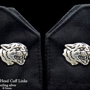 Cougar Head Cuff Links Sterling Silver Puma Mountain Lion Panther Cuff Links