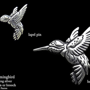 Hummingbird Lapel Pin Hummingbird Brooch Sterling Silver Humming Bird Pin, Bird Pin Brooch