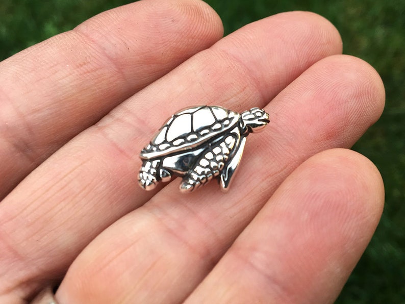Sea Turtle Lapel Pin or Sea Turtle Brooch Sterling Silver image 3