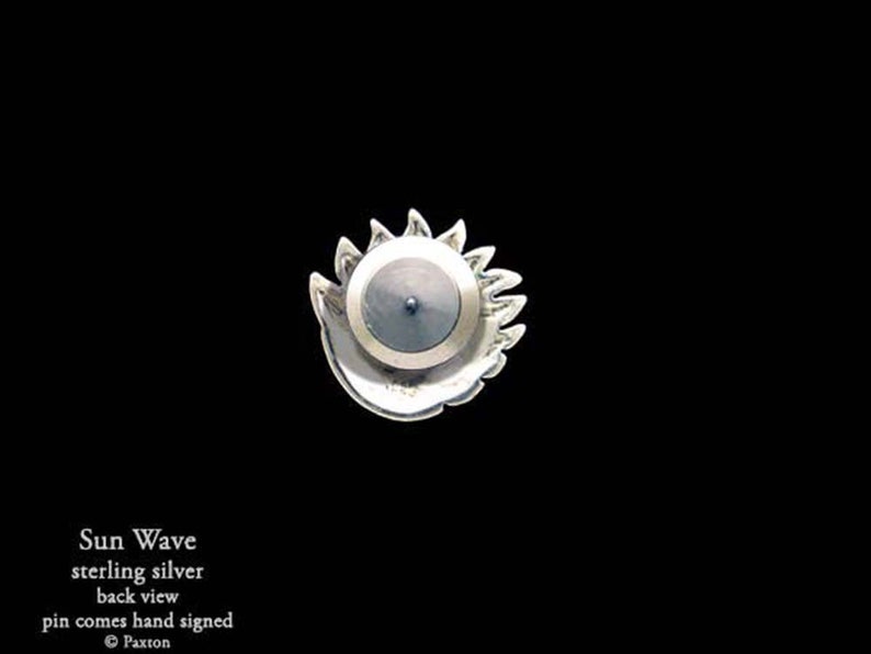 Sun Wave Lapel Pin Sterling Silver Ocean Wave Sun Pin image 2