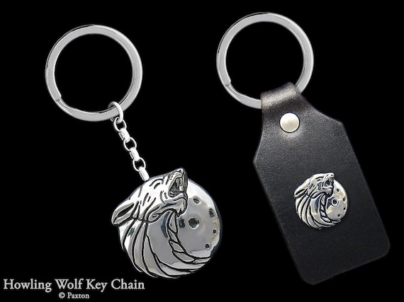 Wolf Head Keychain / Keyring All Sterling Silver or Wolf