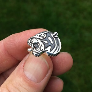 Tiger Head Cuff Links Sterling Silver image 3