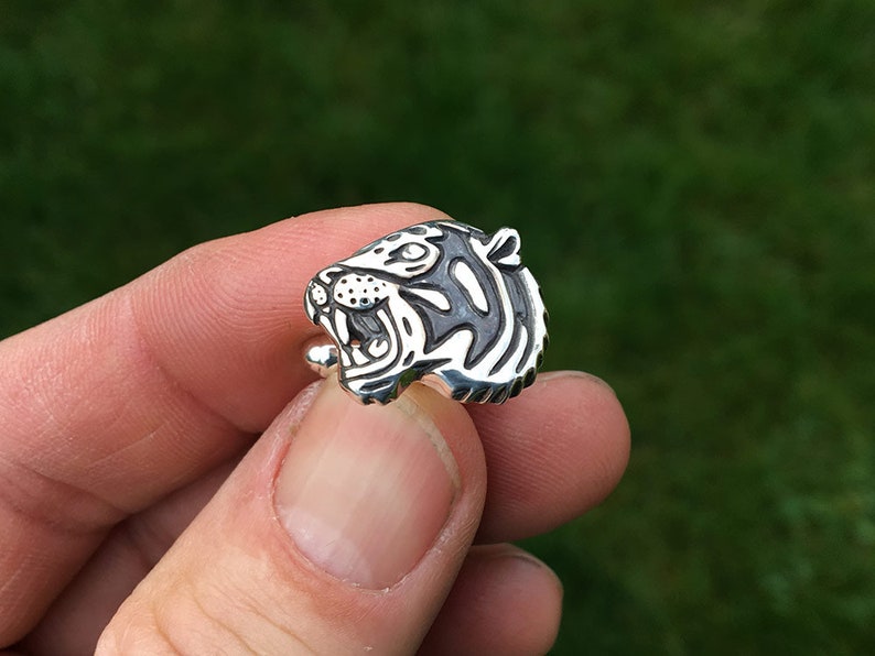 Tiger Head Cuff Links Sterling Silver image 3