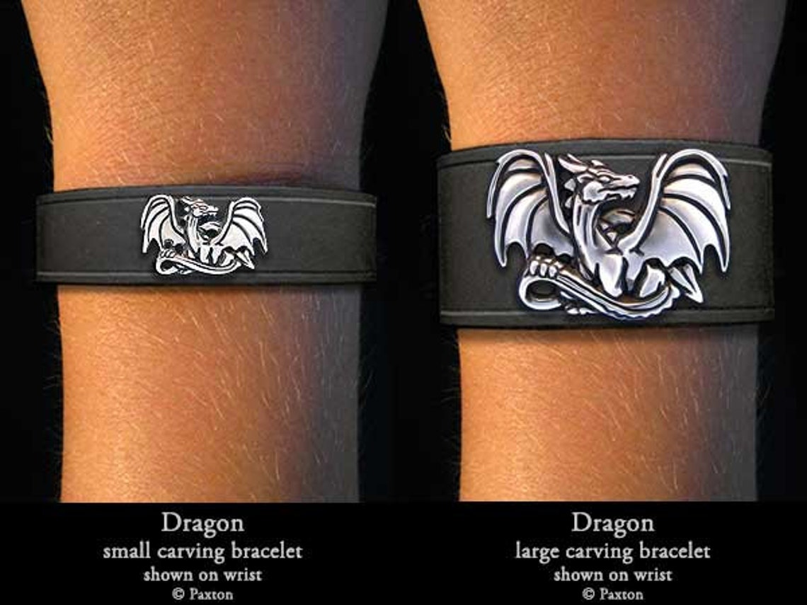 Dragon Leather Bracelet Sterling Silver Dragon on Leather Etsy