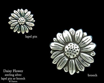 Daisy Lapel Pin or Daisy Brooch Sterling Silver Flower