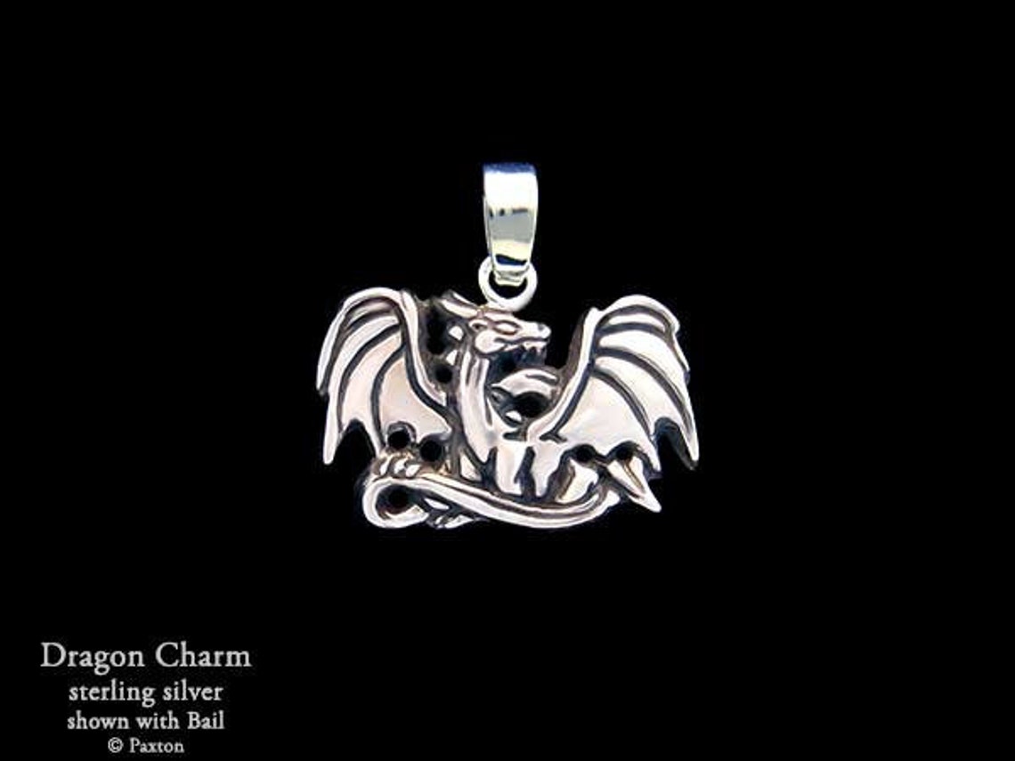 Dragon Charm / Necklace Sterling Silver Etsy