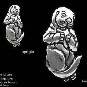 Sea Otter Lapel Pin or Sea Otter Brooch Sterling Silver