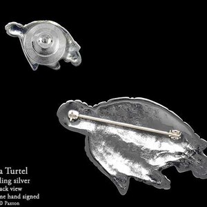 Sea Turtle Lapel Pin or Sea Turtle Brooch Sterling Silver image 2