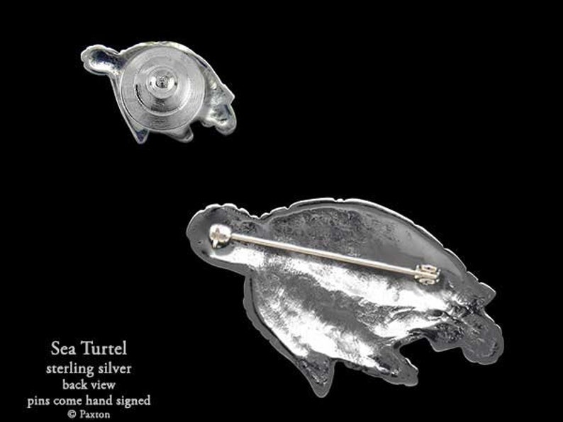Sea Turtle Lapel Pin or Sea Turtle Brooch Sterling Silver image 2