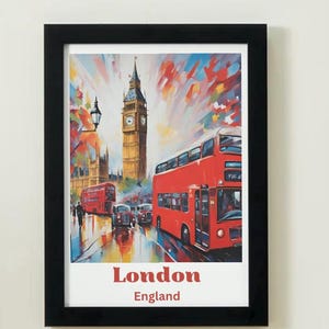 London Travel Poster - Vintage Wall Art Print, London City Skyline, UK Travel Decor, British Architecture Illustration, London Gift.