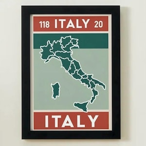 A3 kaartposter Italië – minimalistische moderne reiskunst aan de muur, Italiaanse landprint, vintage stijl Europa-decor, perfect cadeau voor liefhebbers van Italië