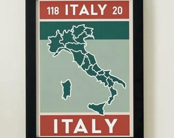 A3イタリア地図ポスター - ミニマリストモダントラベルウォールアート、イタリアカントリープリント、ヴィンテージスタイルのヨーロッパ装飾、イタリア愛好家への完璧なギフト