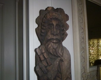 Vintage Religious 28" Old Primitive/Naive Santos Carving.Christ the King Figure.