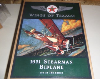 Vintage Old Boxed Wings of Texaco Coin Bank.1931 Stearman Biplane 3 in Series.Newer Opened.