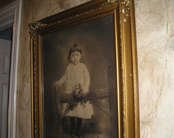 Vintage Victorian Era Ornately Framed Child Photo Portrait Old Ancestral Wall Hanging/Parlour Art.#1