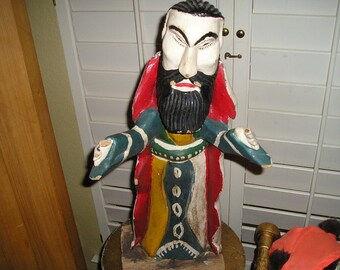 Macabre Vintage Southwest/Colonial Wood Carved Folk Art Santos Primitive Naive Devotional Figure 22 1/2".Brocante.