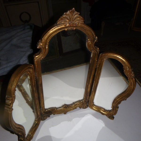 Vintage Gold Desk Mirror Etsy