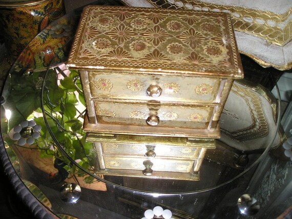 Vintage Italian Florentine 2 Drower Ornate Embossed Dresser Etsy