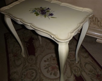 Awesome Italian chic Hand decorated Flowery/Whie Boudoir /Bedroom Table.