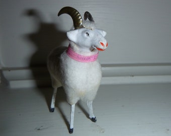 Vintage Sweet 3"..Old  White German Putz Ram in Pristine condition.