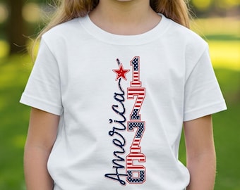 America 1776 Youth Patriotic Shirt USA 250 T-shirt pour enfant du jour de l'indépendance