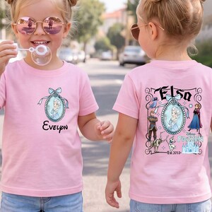 Frozen Elsa Toddler Youth T-Shirt: Customizable Name Graphic Tee Princess Birthday Shirt image 2