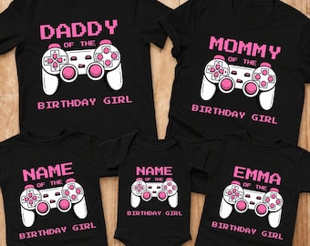 Ensemble personnalisé de tenues de fête de jeu personnalisées pour la famille, anniversaire de fille et fille, chemises assorties pour la famille