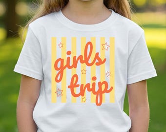 T-shirt d'amis assorti pour fille : vêtements de vacances rétro pastel