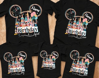 Personalized Disney Birthday Family Shirts 2026 Matching Castle Crew Tee Custom Name Birthday Boy Girl