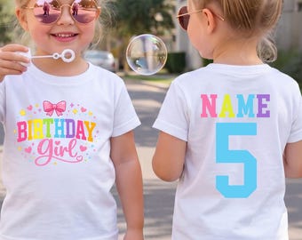 Personalized Birthday Girl Shirt Kids Party Outfit  Name Age Toddler Outfit