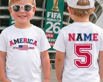 Chemise patriotique personnalisée pour enfants : nom, numéro, t-shirt célébration 1776 personnalisés