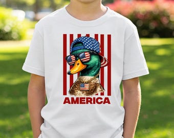 T-shirt à motif canard patriotique : chemise enfant America Fourth of July