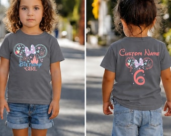 Custom Minnie Birthday Girl Shirt, Disney Birthday Party Gift T-shirt Disneyland Birthday Trip