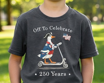 T-shirt canard patriotique 250 ans pour jeune : T-shirt graphique Off to Celebrate