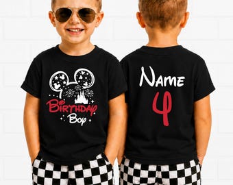 Custom Disney Birthday Boy Shirt Personalized Name And Age Kids Family Vacation Theme Apparel Gift