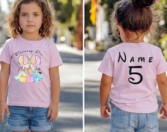 Personalized Disney Princess Birthday Girl T-Shirt, Custom Name Youth Tee