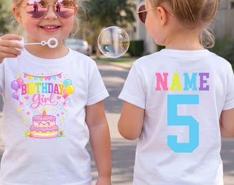 Personalized Birthday Girl Name Age Shirt: Kids Party Outfit Toddler Tee